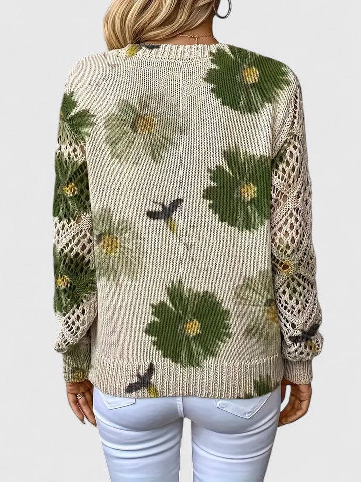 Flora™ | Luksus Strikket Sweater Med Blomsterprint