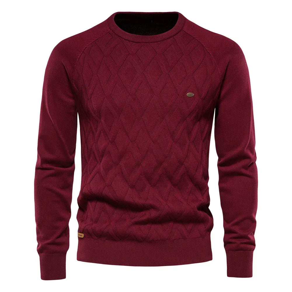 Niels™ | Finstrikket Sweater Med Rombemønster