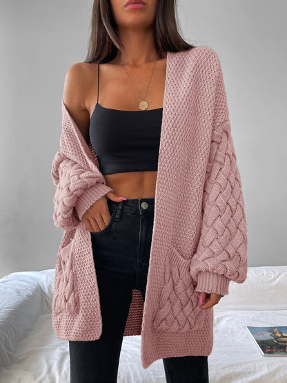 Elin™ | Åben Cardigan Med Flettede Lommer