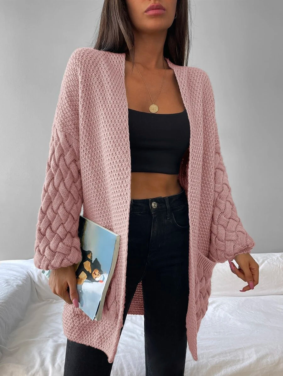 Elin™ | Åben Cardigan Med Flettede Lommer
