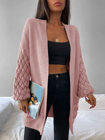 Elin™ | Åben Cardigan Med Flettede Lommer