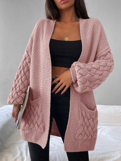 Elin™ | Åben Cardigan Med Flettede Lommer