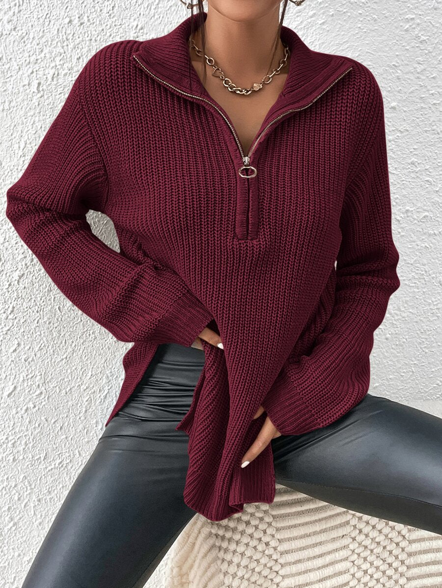 Nora™ | Halv Lynlås Trøje Med Løs Pasform