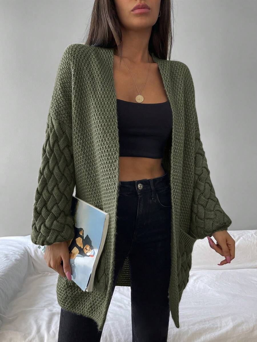 Elin™ | Åben Cardigan Med Flettede Lommer
