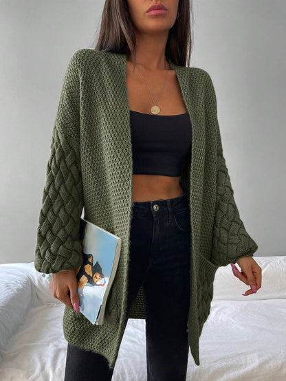 Elin™ | Åben Cardigan Med Flettede Lommer