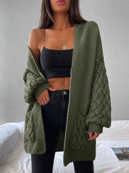 Elin™ | Åben Cardigan Med Flettede Lommer