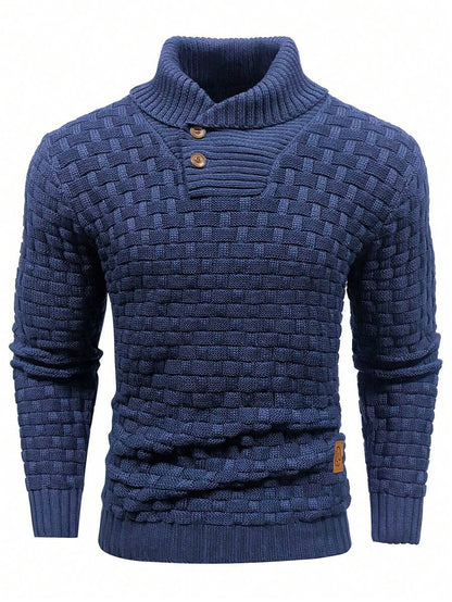 Viktor™ | Strikket Herretrøje Med Høj Krave Og Knapper