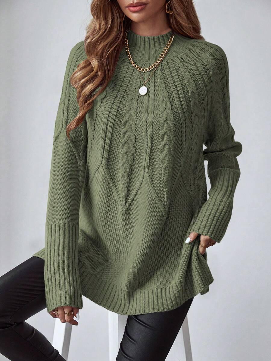 Livia™ | Strikket Sweater Med Kabelmønster