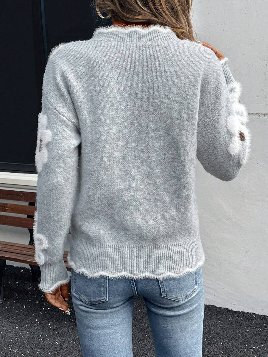 Fleur™ | Striktrøje Med Blomsterdetaljer