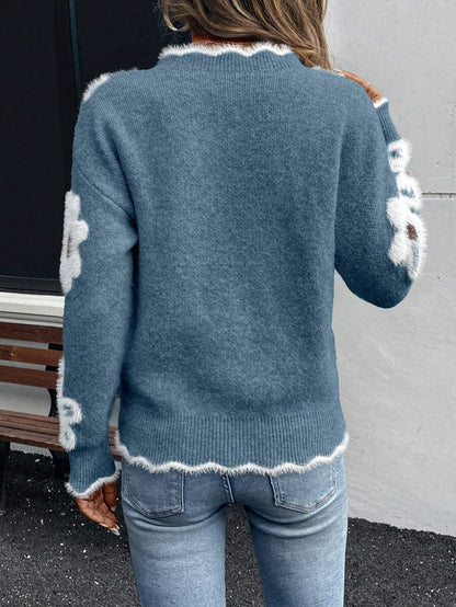 Fleur™ | Striktrøje Med Blomsterdetaljer