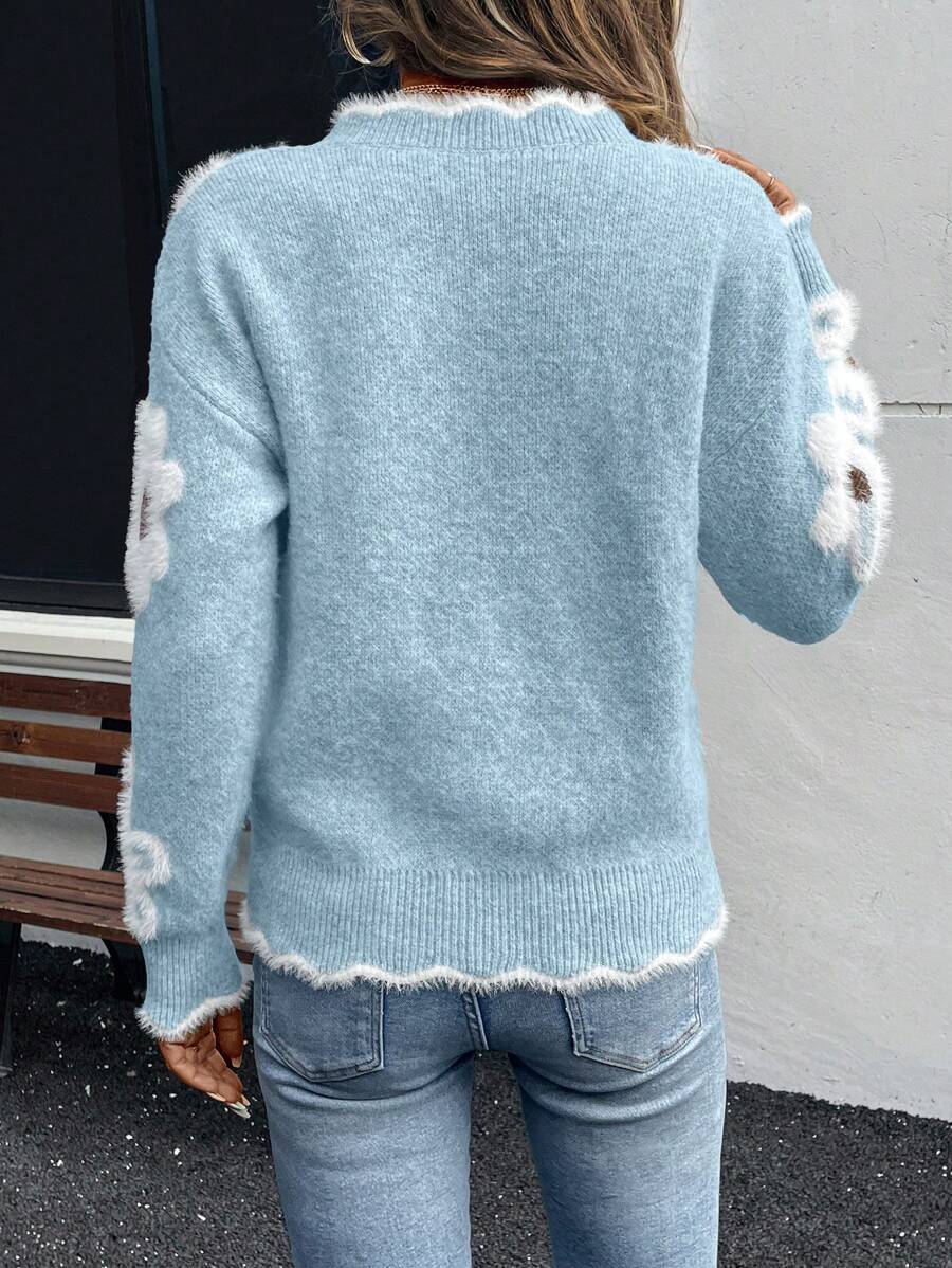 Fleur™ | Striktrøje Med Blomsterdetaljer