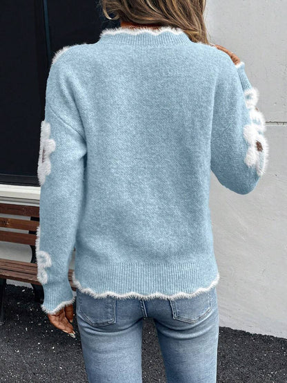 Fleur™ | Striktrøje Med Blomsterdetaljer