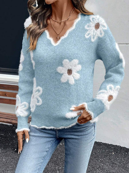 Fleur™ | Striktrøje Med Blomsterdetaljer