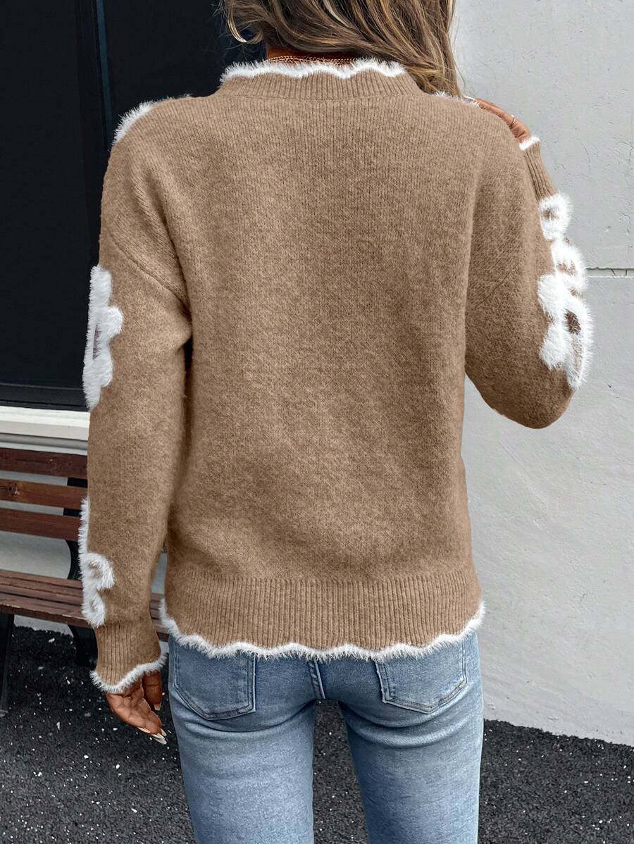 Fleur™ | Striktrøje Med Blomsterdetaljer