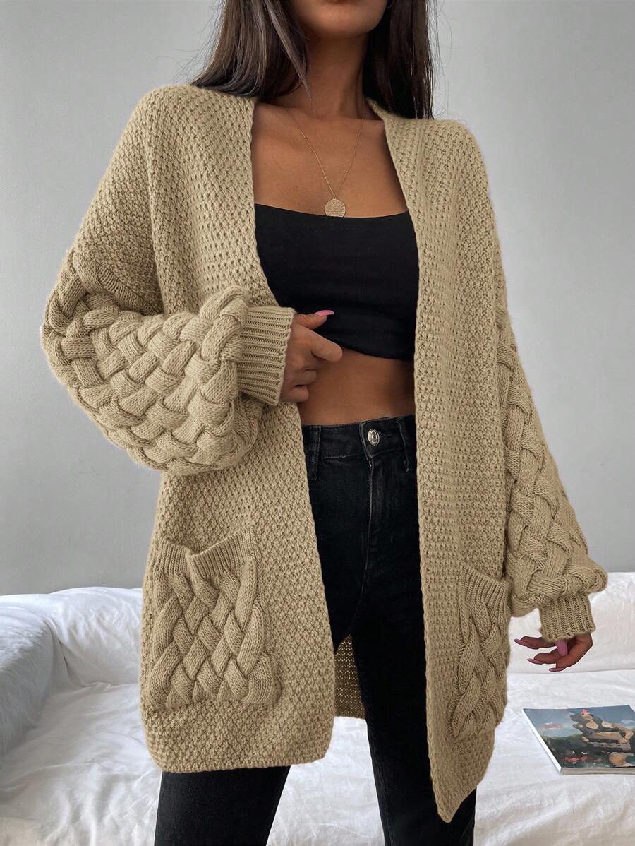 Elin™ | Åben Cardigan Med Flettede Lommer