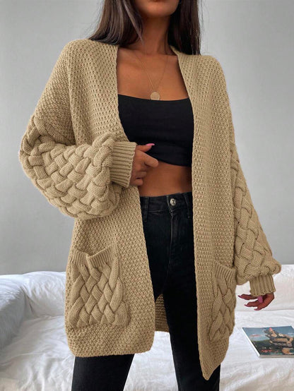 Elin™ | Åben Cardigan Med Flettede Lommer
