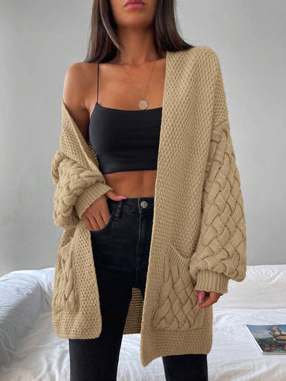 Elin™ | Åben Cardigan Med Flettede Lommer