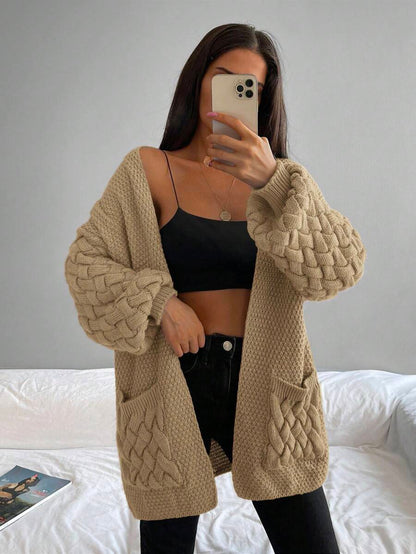 Elin™ | Åben Cardigan Med Flettede Lommer