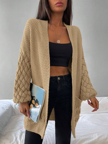 Elin™ | Åben Cardigan Med Flettede Lommer