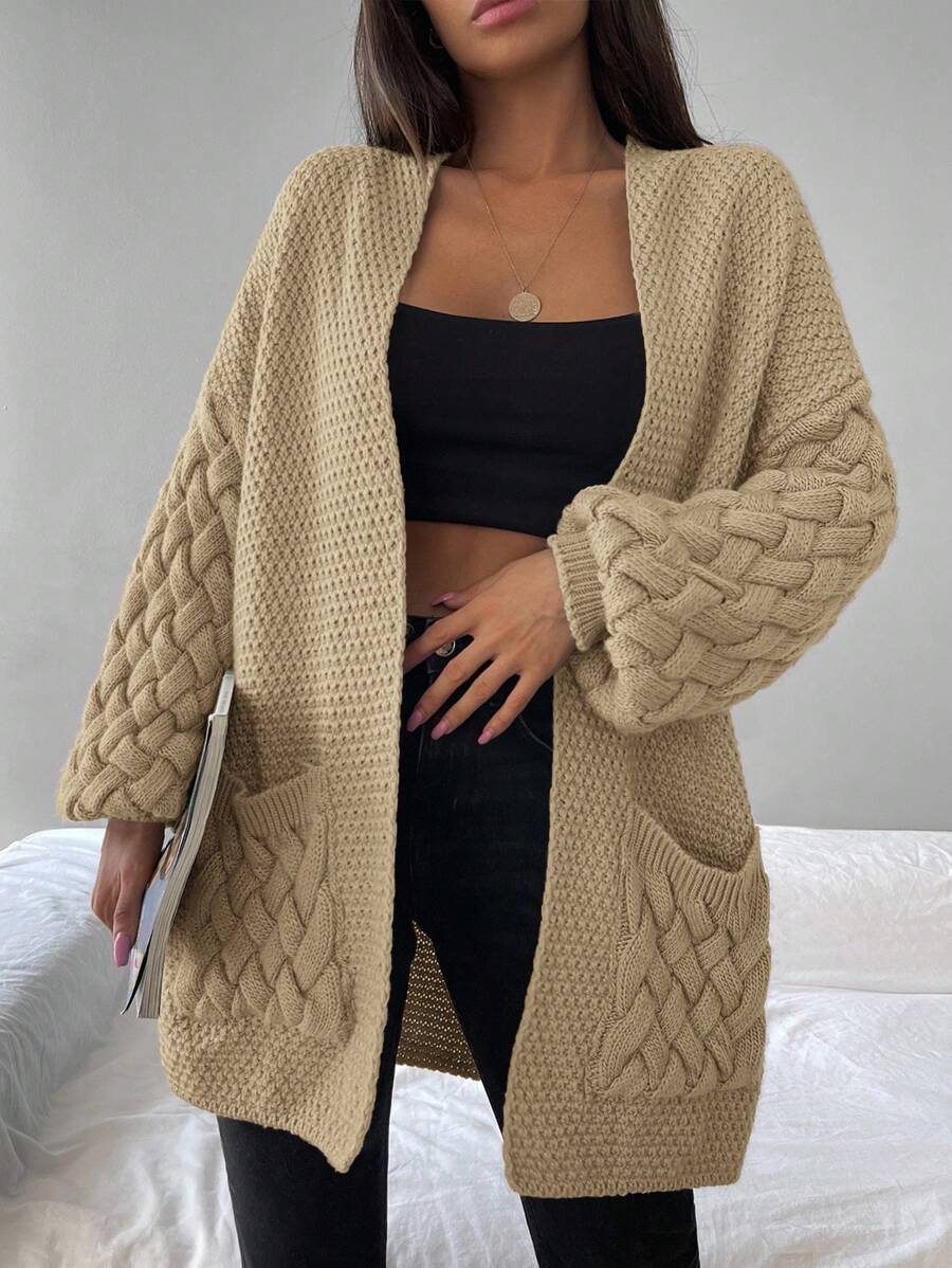 Elin™ | Åben Cardigan Med Flettede Lommer