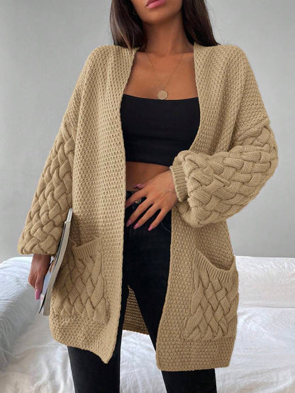 Elin™ | Åben Cardigan Med Flettede Lommer