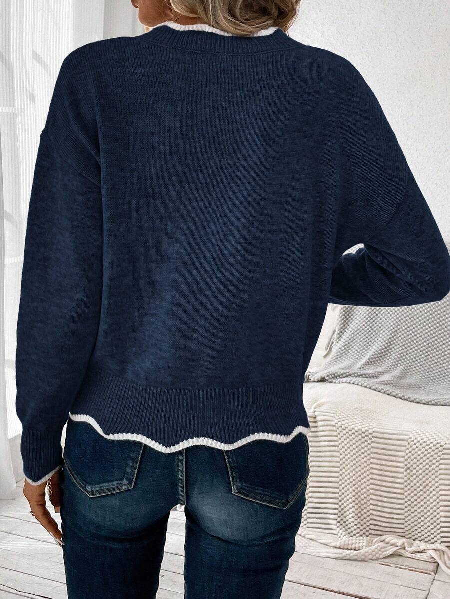 Sofie™ | Striktrøje Med Bølget V-Udskæring