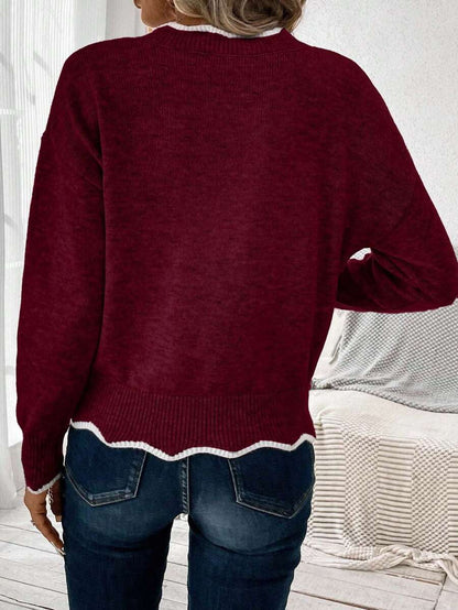 Sofie™ | Striktrøje Med Bølget V-Udskæring