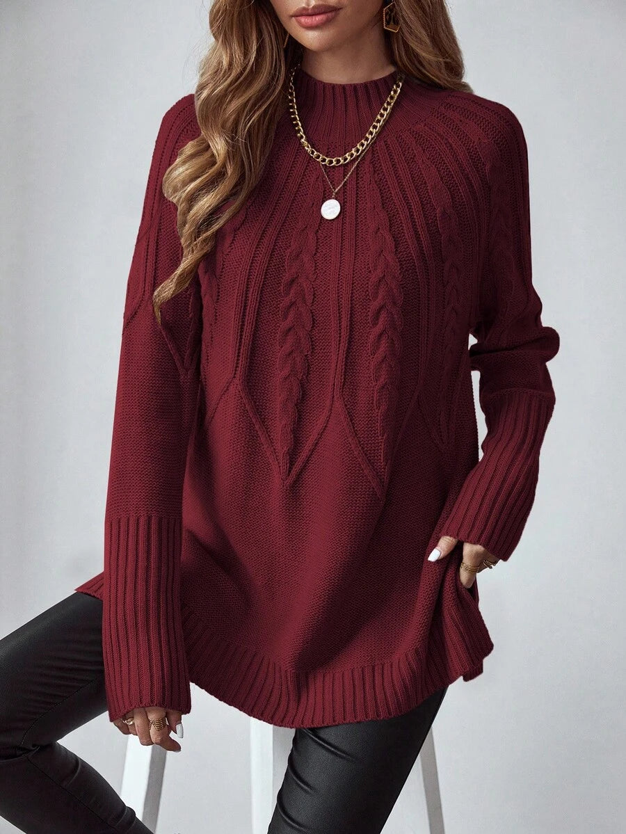 Livia™ | Strikket Sweater Med Kabelmønster