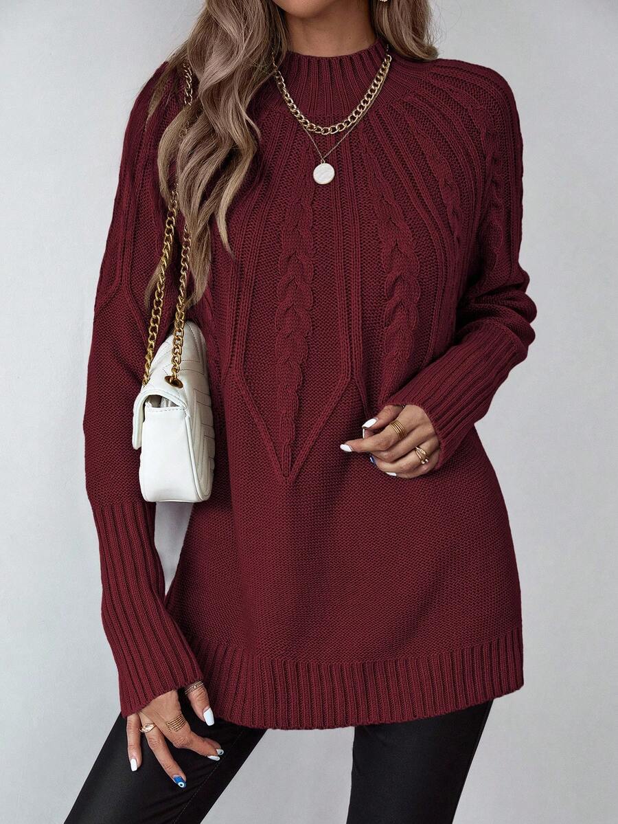 Livia™ | Strikket Sweater Med Kabelmønster