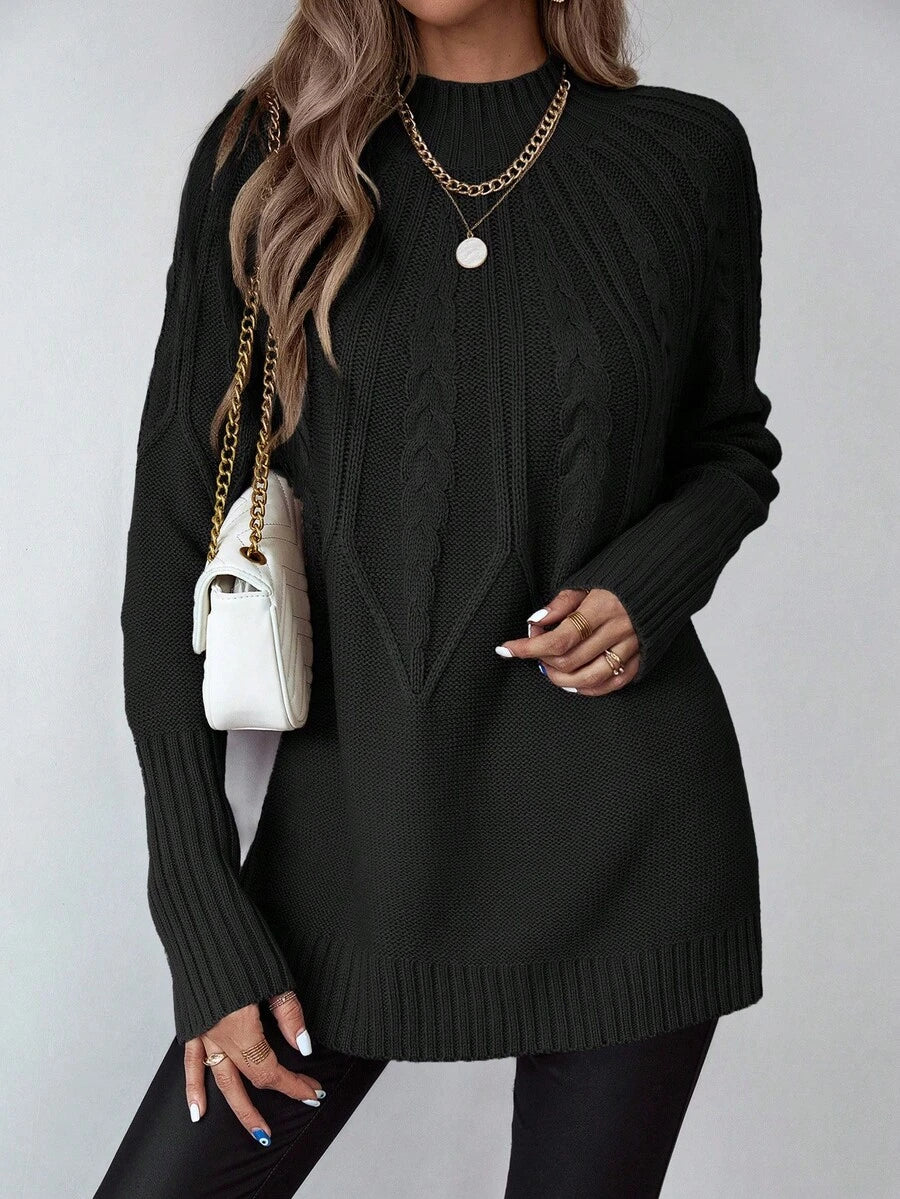 Livia™ | Strikket Sweater Med Kabelmønster