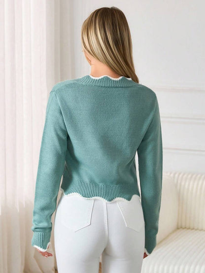 Sofie™ | Striktrøje Med Bølget V-Udskæring