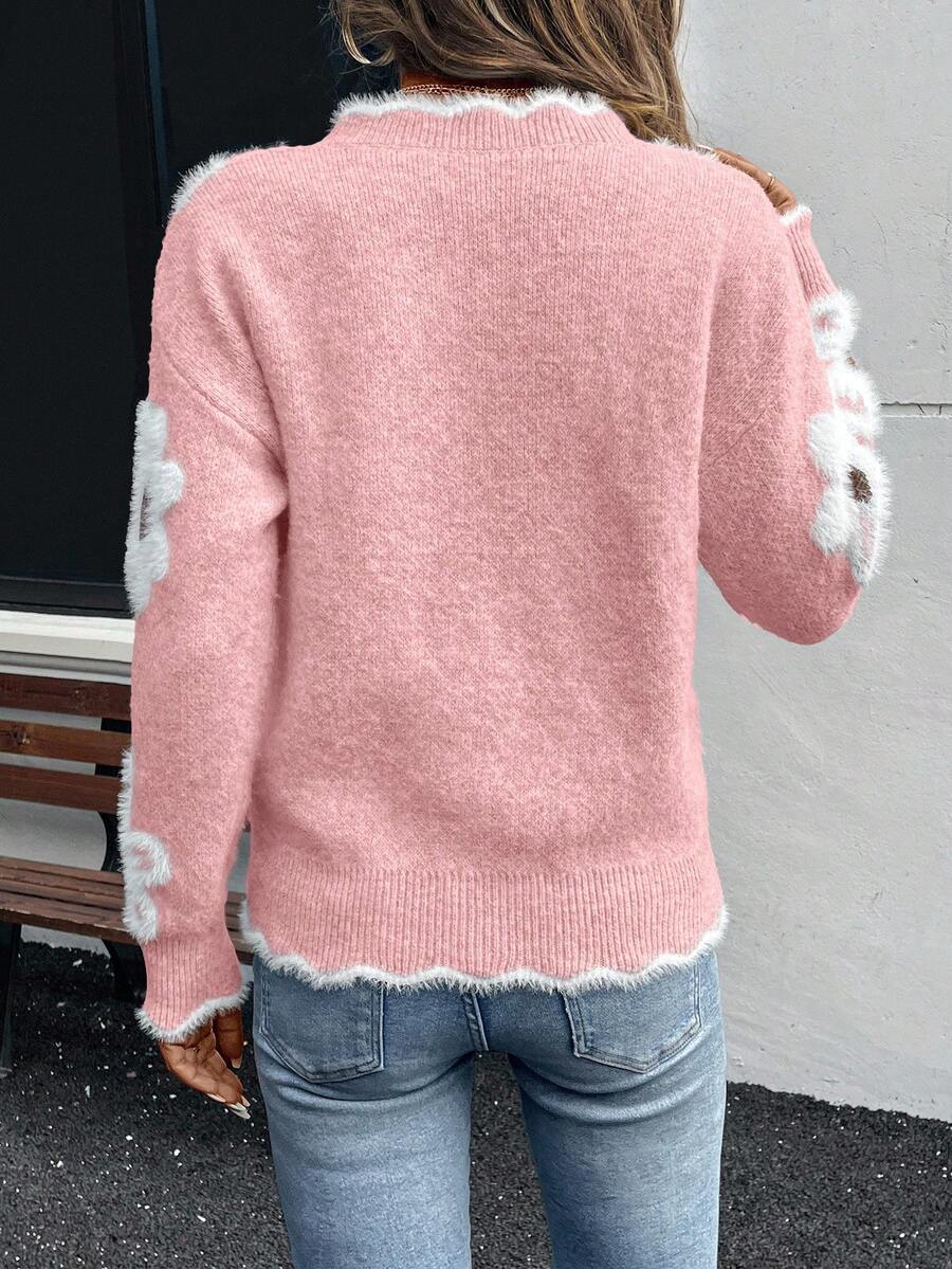 Fleur™ | Striktrøje Med Blomsterdetaljer