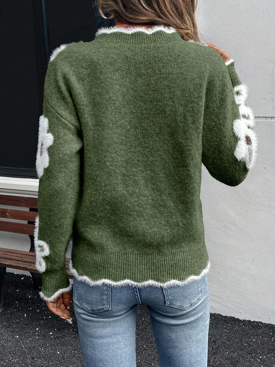 Fleur™ | Striktrøje Med Blomsterdetaljer