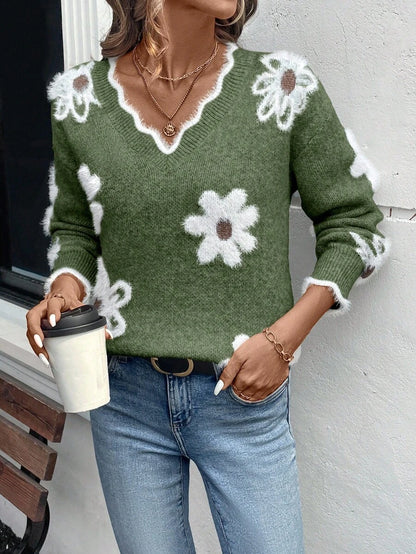 Fleur™ | Striktrøje Med Blomsterdetaljer