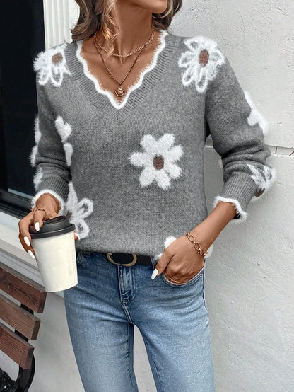 Fleur™ | Striktrøje Med Blomsterdetaljer