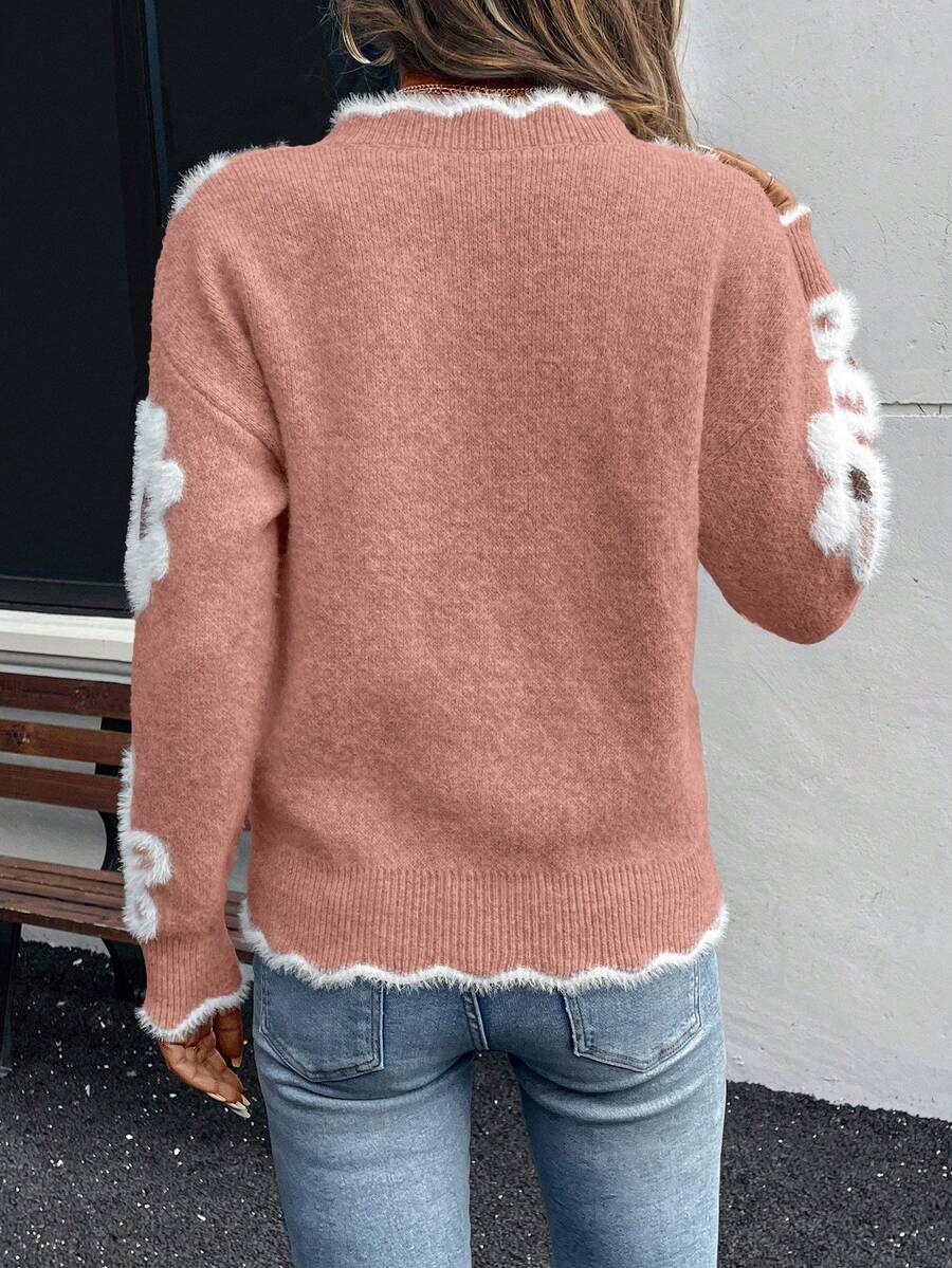 Fleur™ | Striktrøje Med Blomsterdetaljer