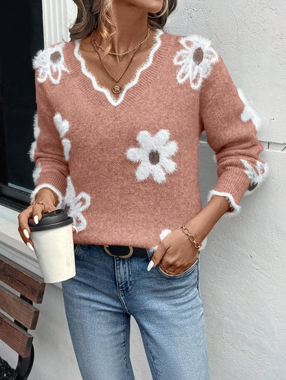 Fleur™ | Striktrøje Med Blomsterdetaljer