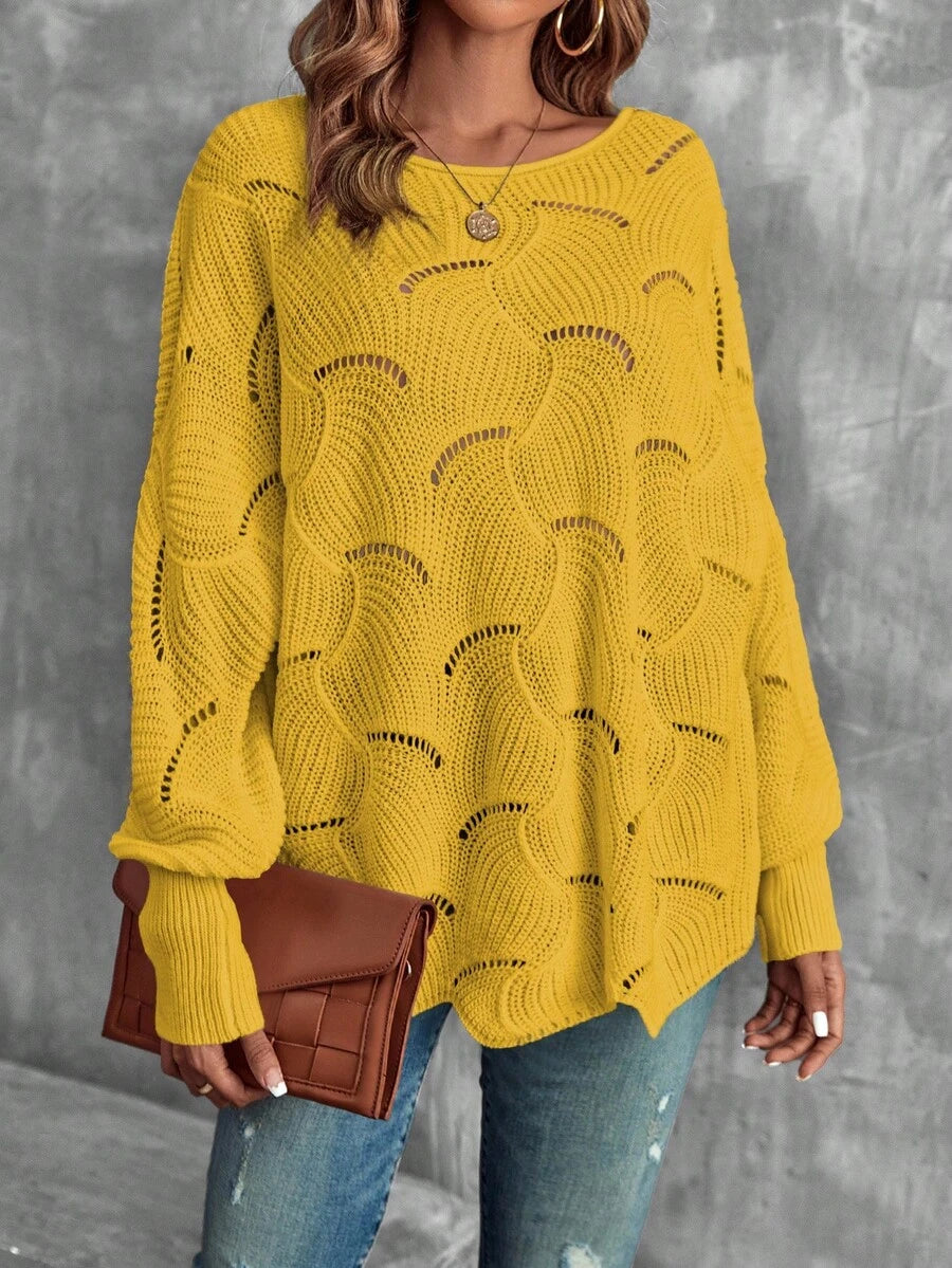 Mira™ | Striktrøje Med Bølgemønster Og Åben Struktur