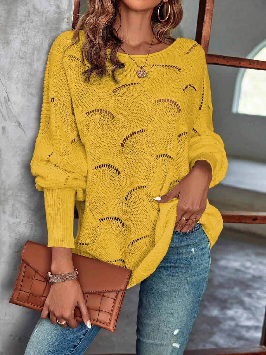Mira™ | Striktrøje Med Bølgemønster Og Åben Struktur