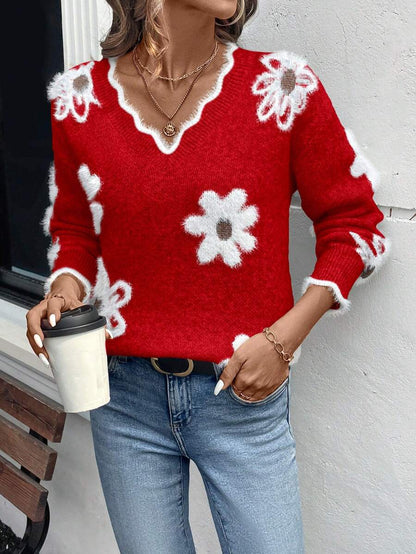 Fleur™ | Striktrøje Med Blomsterdetaljer