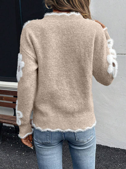 Fleur™ | Striktrøje Med Blomsterdetaljer