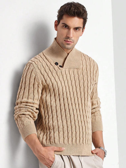 Viktor™ | Strikket Herretrøje Med Høj Krave Og Knapper