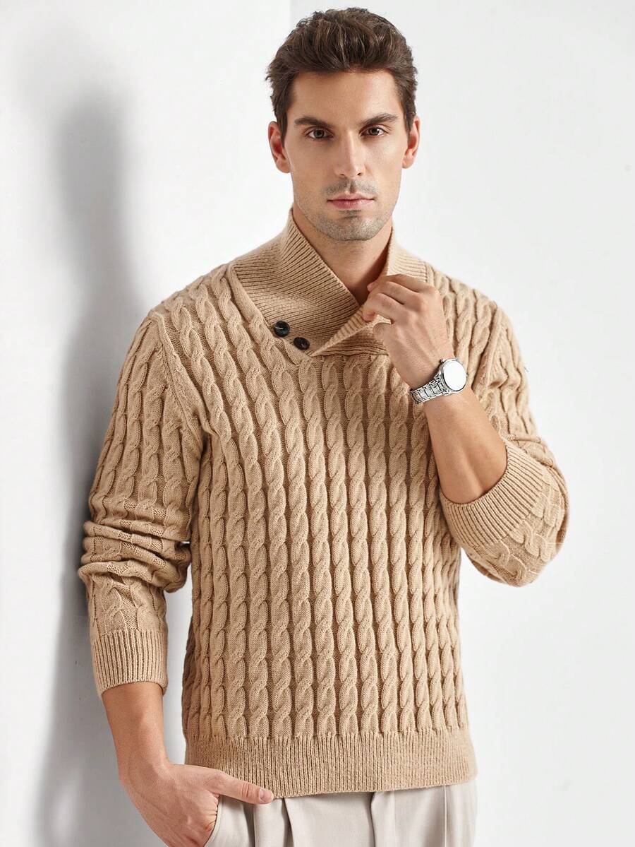 Viktor™ | Strikket Herretrøje Med Høj Krave Og Knapper