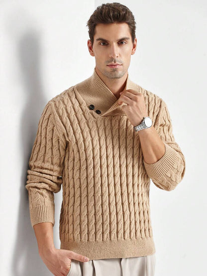 Viktor™ | Strikket Herretrøje Med Høj Krave Og Knapper