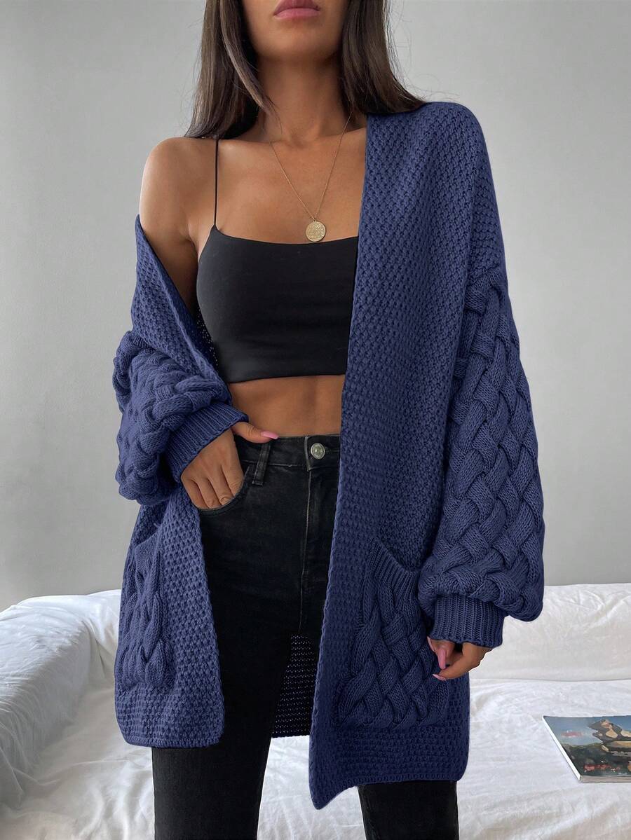 Elin™ | Åben Cardigan Med Flettede Lommer