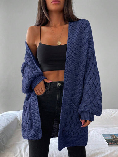 Elin™ | Åben Cardigan Med Flettede Lommer