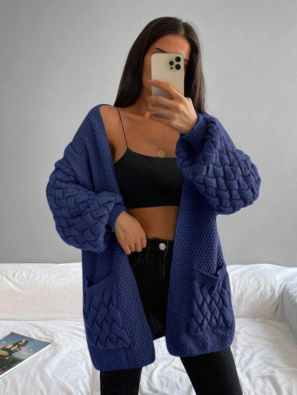 Elin™ | Åben Cardigan Med Flettede Lommer
