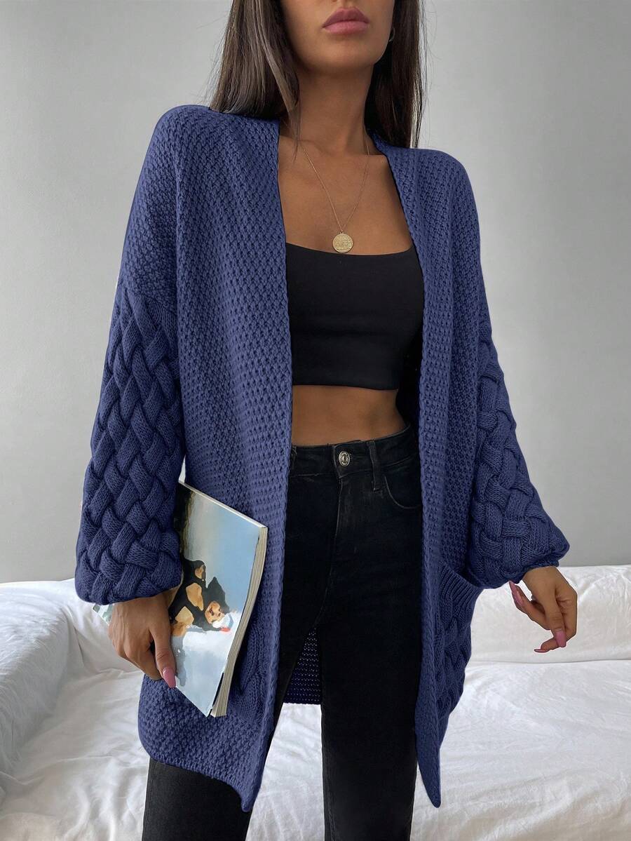 Elin™ | Åben Cardigan Med Flettede Lommer