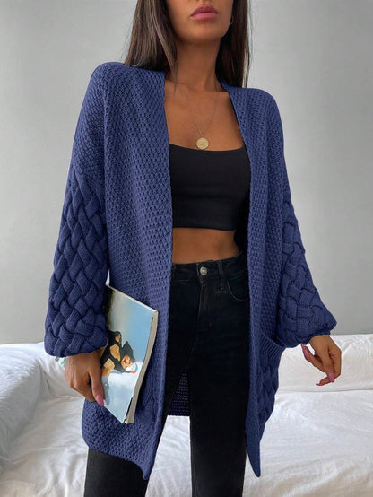 Elin™ | Åben Cardigan Med Flettede Lommer
