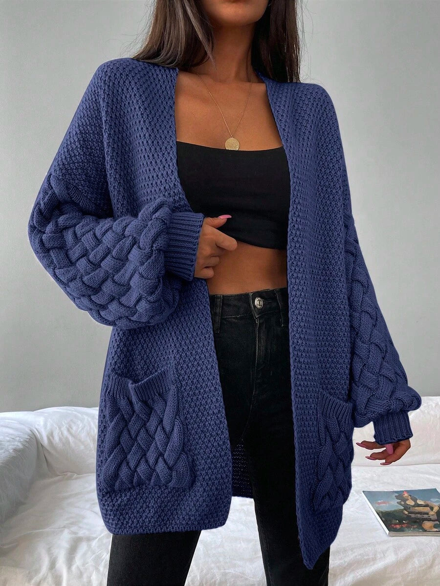 Elin™ | Åben Cardigan Med Flettede Lommer